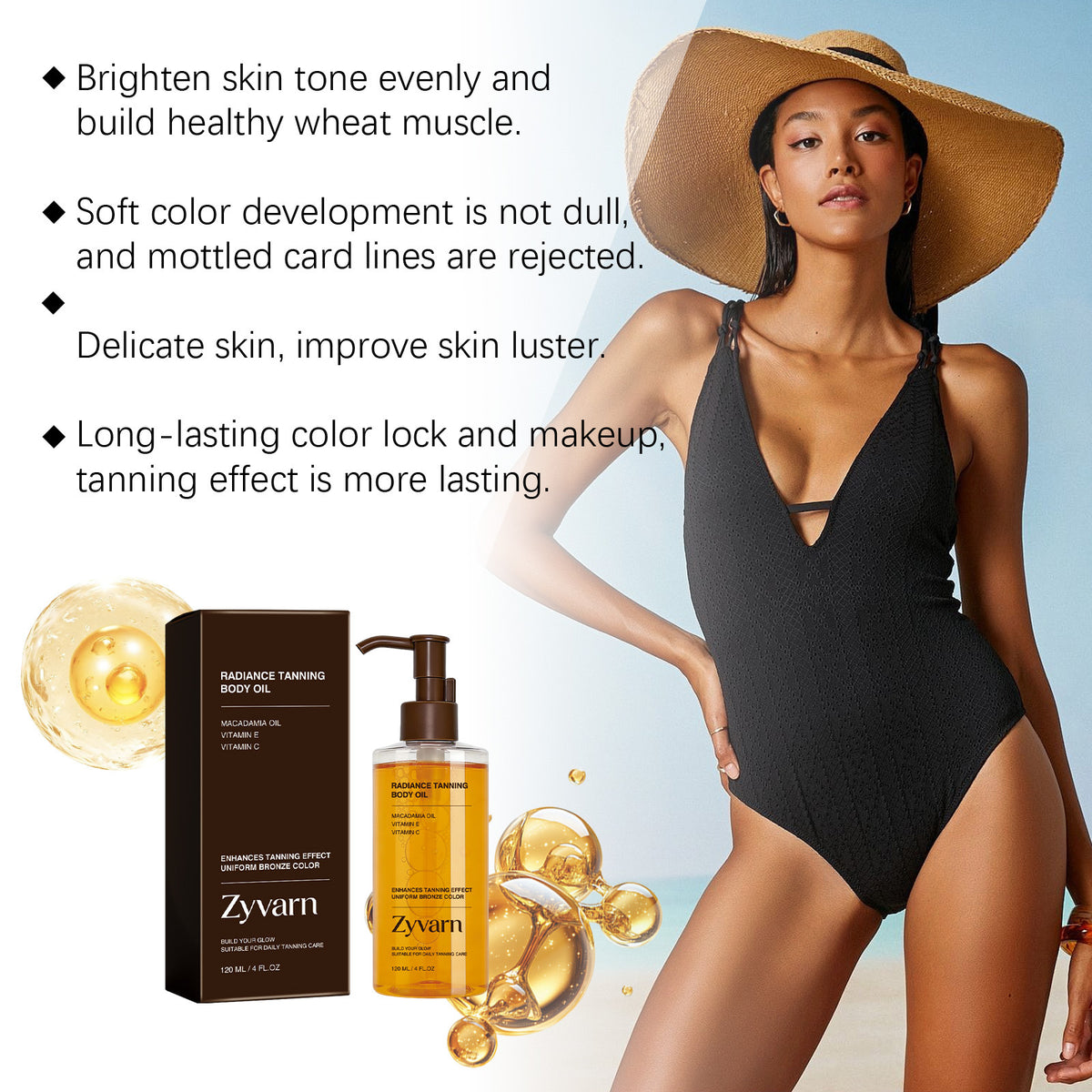 Darkening Body Oil for Skin Hydration and Glow