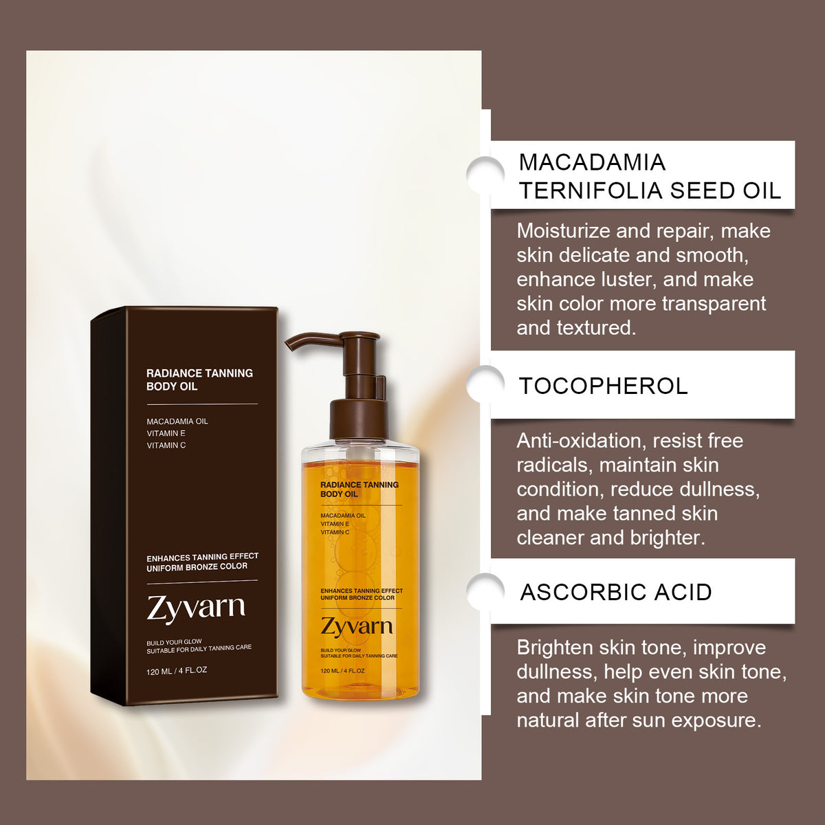 Darkening Body Oil for Skin Hydration and Glow