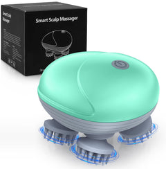 Smart scalp massager with packaging on a white background