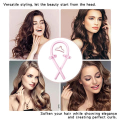 Advertisement for a hair styling product with models showing different hairstyles and a close-up of the product.