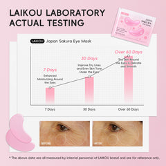 LAIKOU Laboratory eye mask product with before and after effects on a pink background
