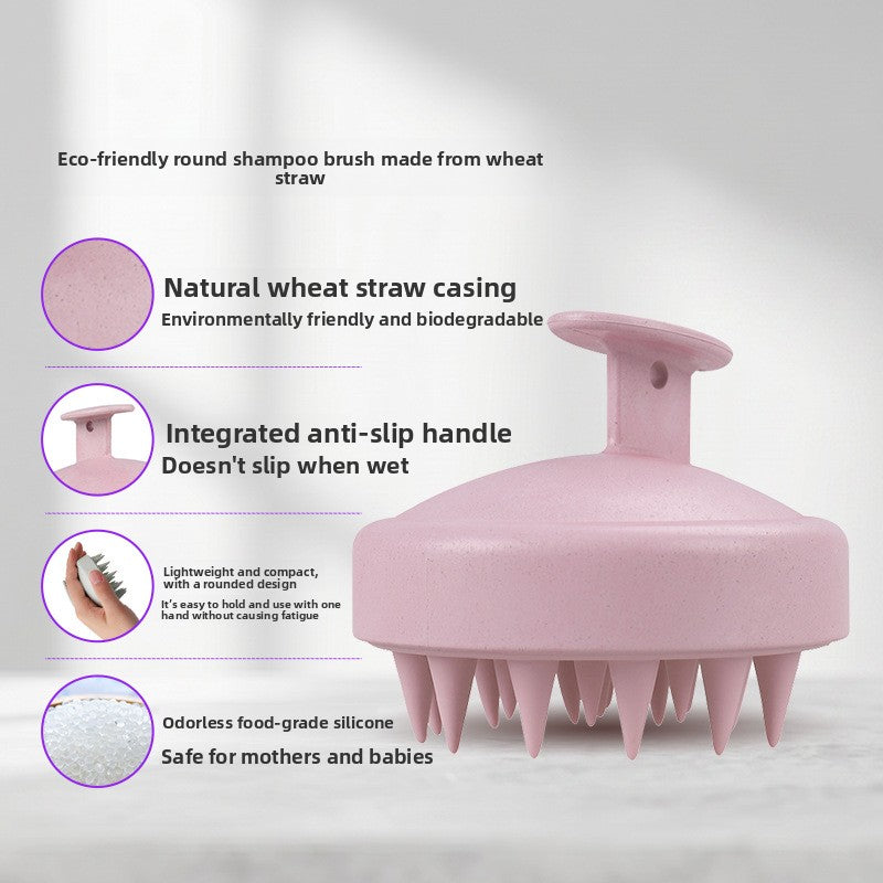 Wheat Straw Silicone Shampoo Brush Scalp Massager